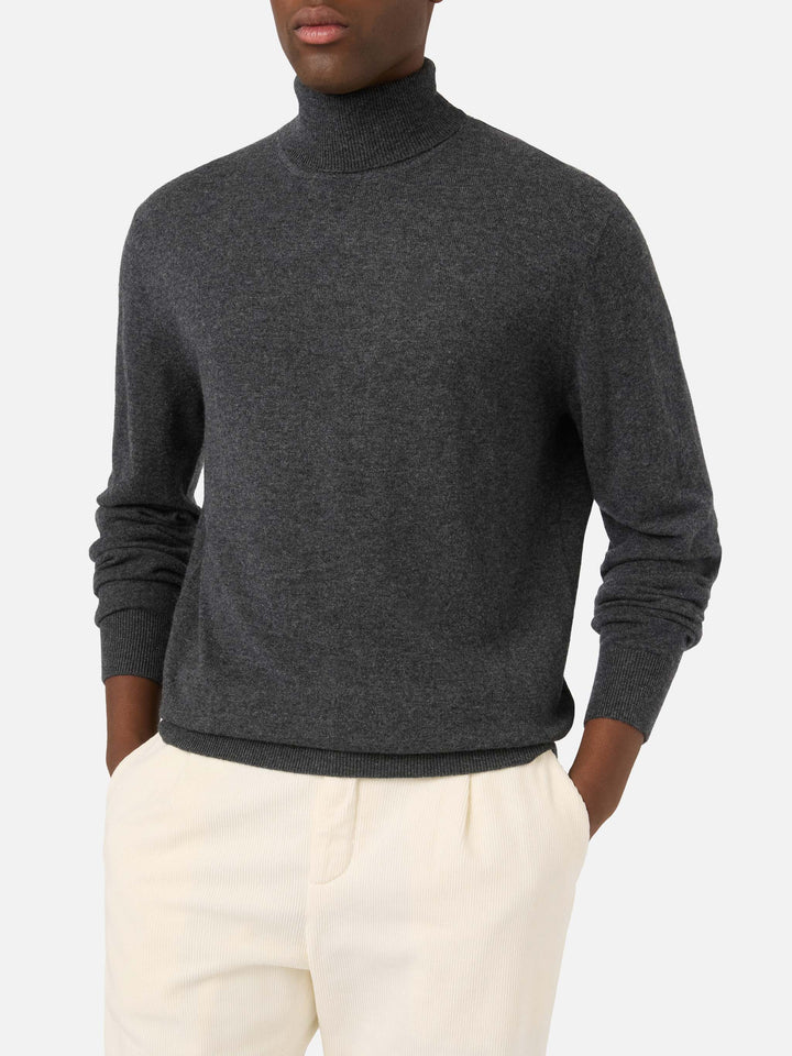 Dolcevita in misto lana merino e cashmere Bond grigio