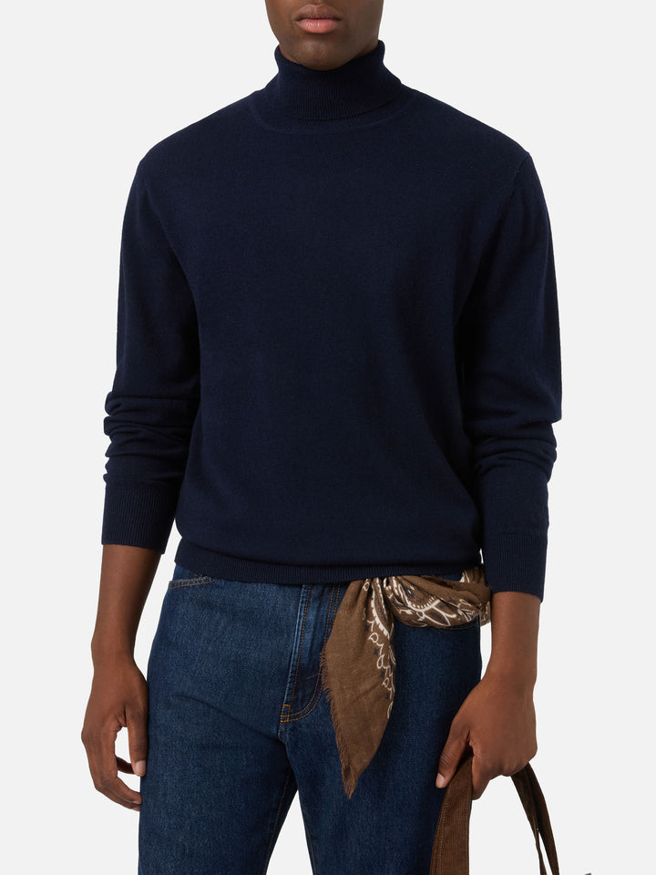 Dolcevita in misto lana merino e cashmere Bond blu navy