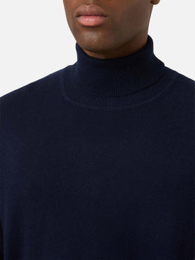Rollkragenpullover aus Merinowoll- und Kaschmirmischung in Navy blue Bond 