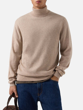 Maglia a collo alto Bond khaki in cashmere