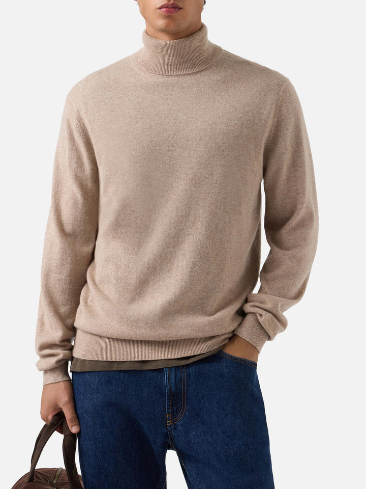 Maglia a collo alto Bond khaki in cashmere