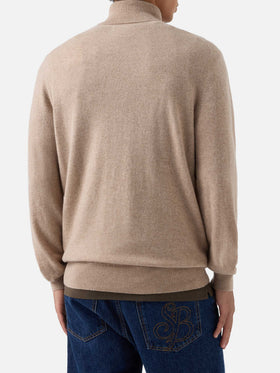 Maglia a collo alto Bond khaki in cashmere