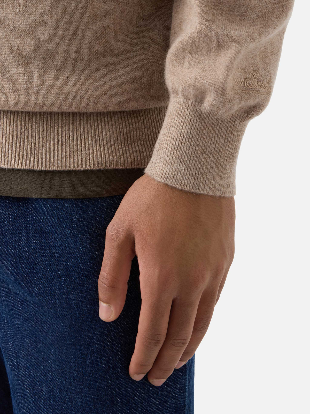 Maglia a collo alto Bond khaki in cashmere