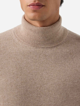 Maglia a collo alto Bond khaki in cashmere