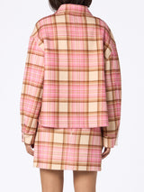 Camicia corta da donna Bonnibell con stampa tartan rosa