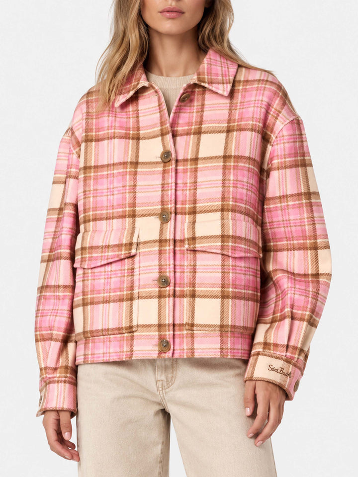 Chaqueta Bonnibell de efecto lana tartán rosa 