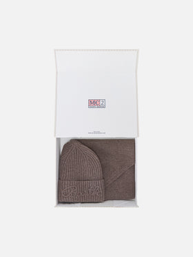 Ensemble bonnet en laine Nut et écharpe à capuche 