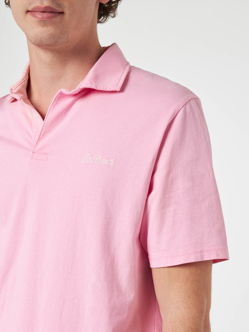 Herren-Poloshirt Brighton aus rosafarbenem Baumwolljersey