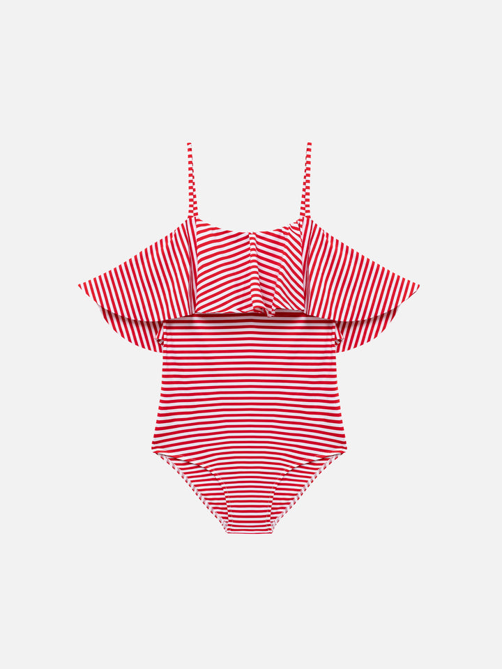 One-piece swimsuit Brielle with flounce and striped print - MC2 Saint Barth