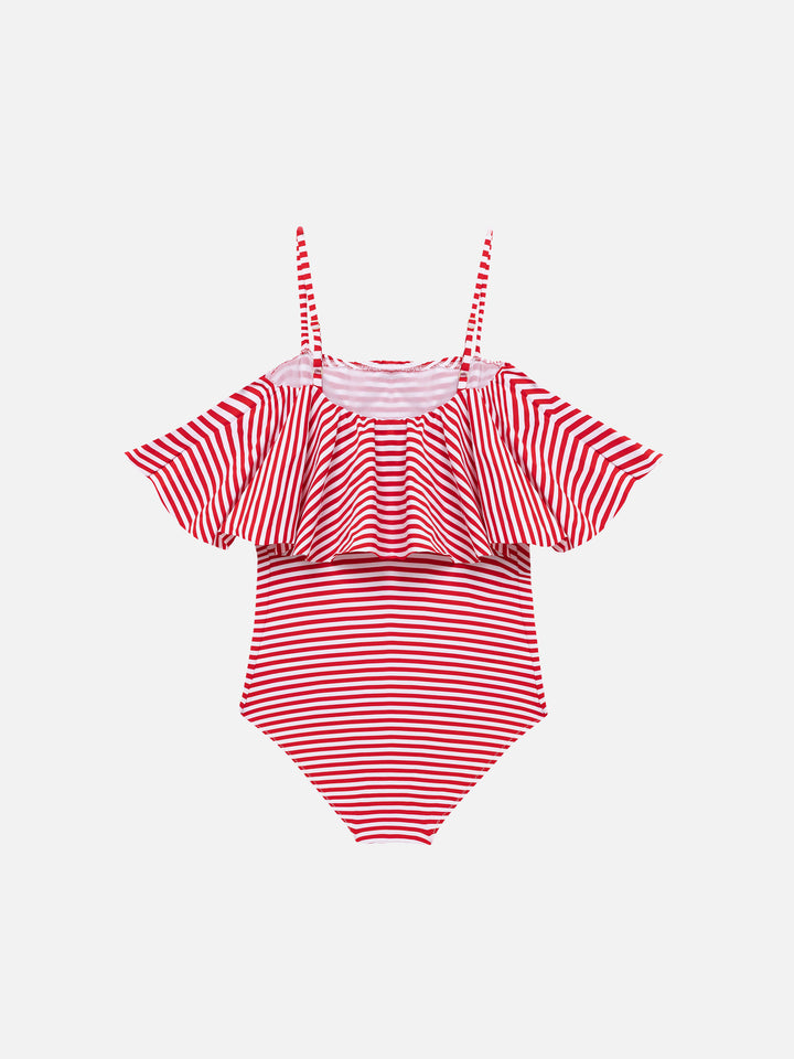 One-piece swimsuit Brielle with flounce and striped print - MC2 Saint Barth