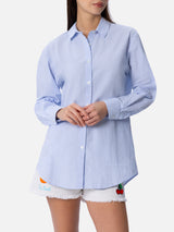 Damen-Seersucker-Baumwoll-Overshirt Brigitte