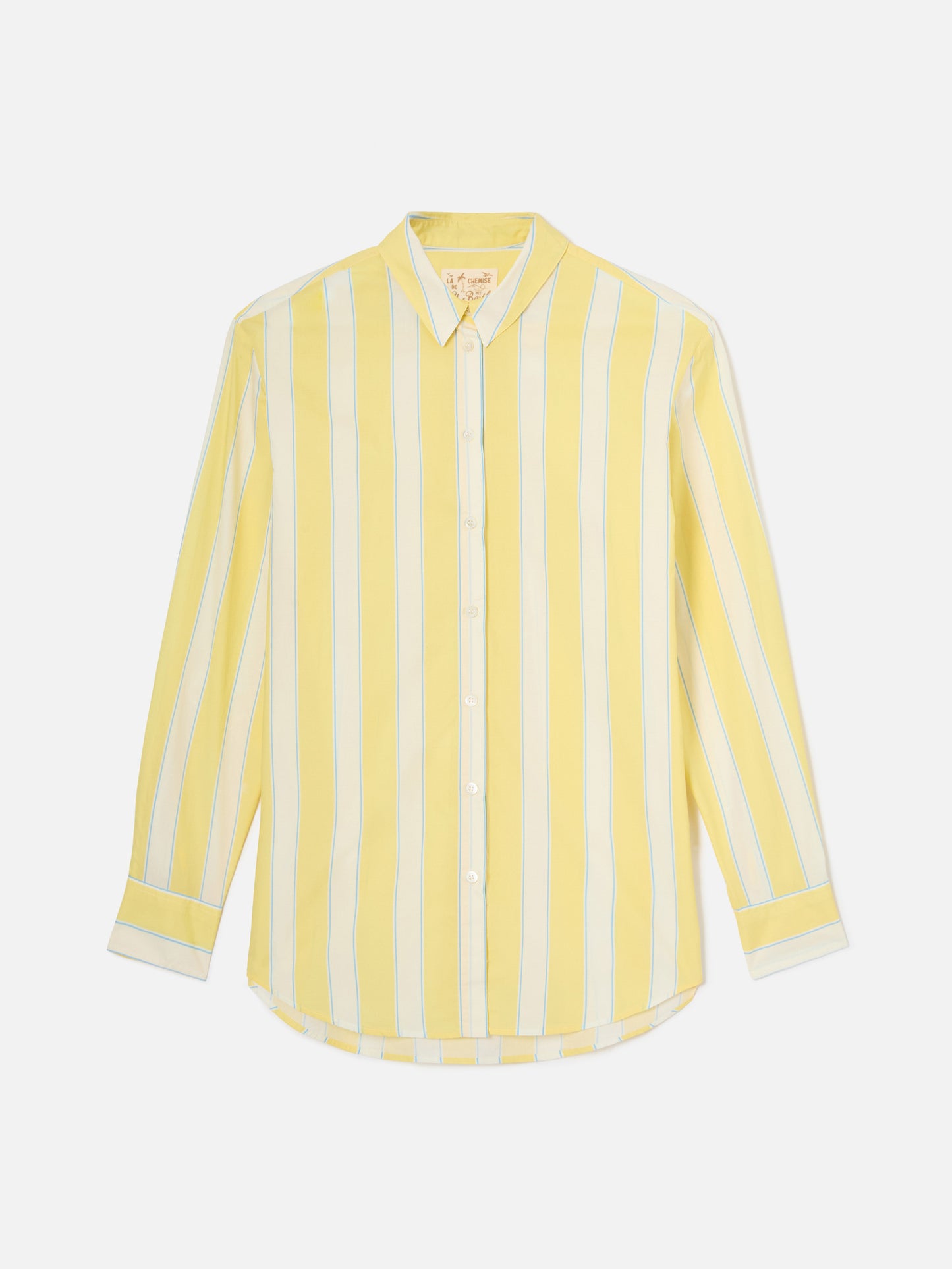 Camicia Brigitte in cotone a righe gialle con ricamo Sport Club
