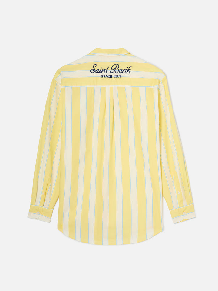 Camicia Brigitte in cotone a righe gialle con ricamo Sport Club