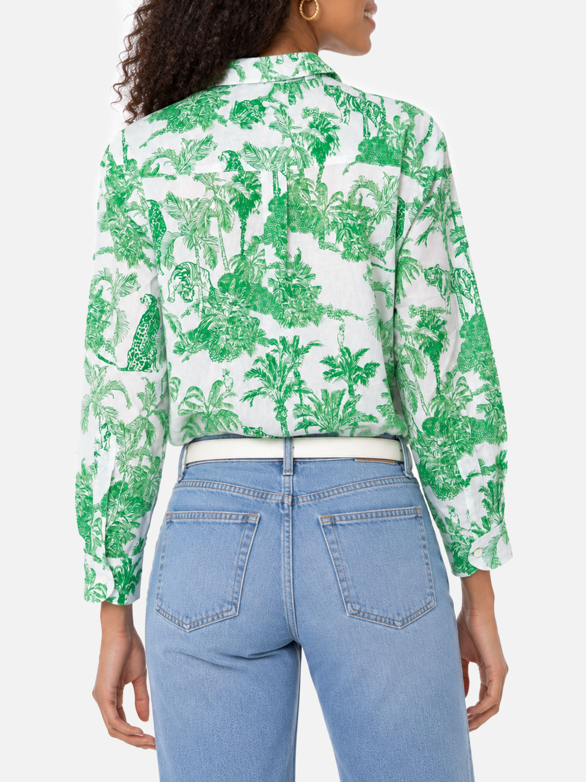 Camisa de algodón Brigitte verde toile de jouy 