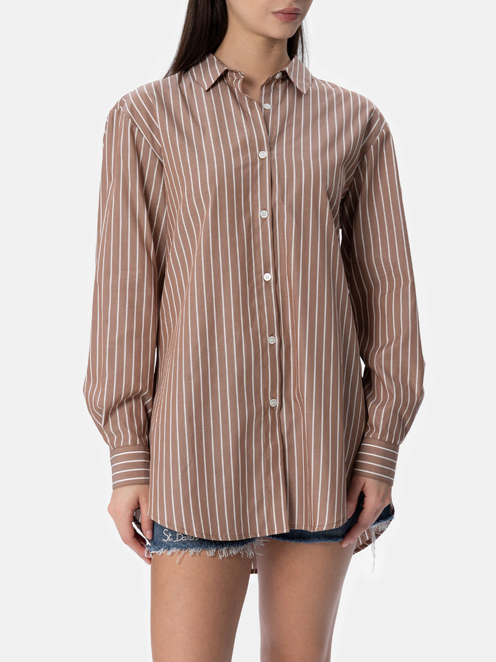 Damen-Baumwollhemd Brigitte mit gestreiftem Print 