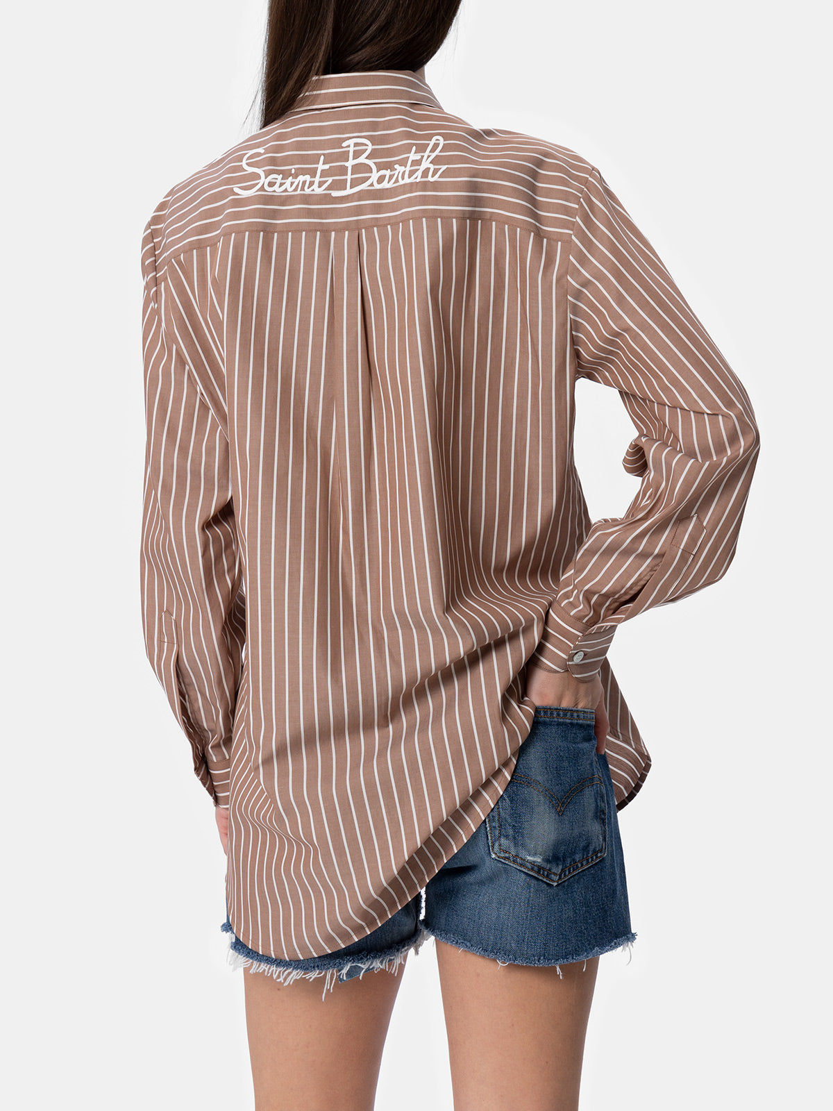 Woman cotton shirt Brigitte with striped print