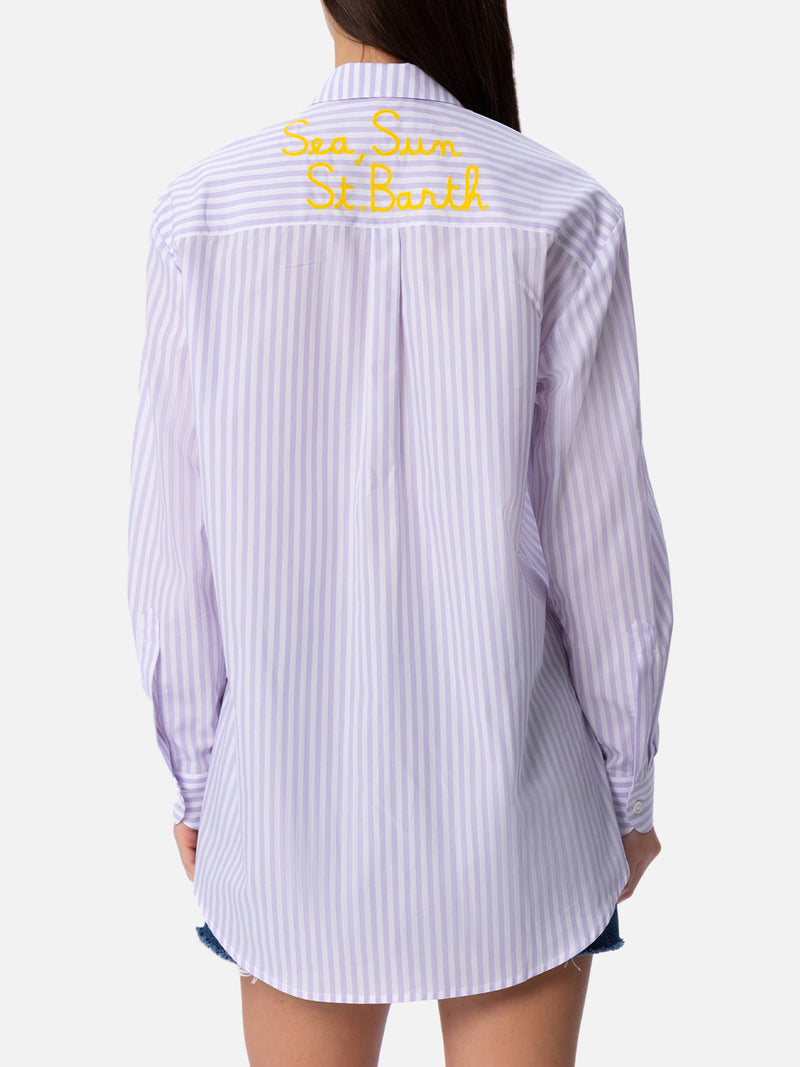 Camicia over da donna Brigitte in cotone stampa righe