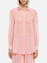 Brigitte camicia in georgette rosa con strass