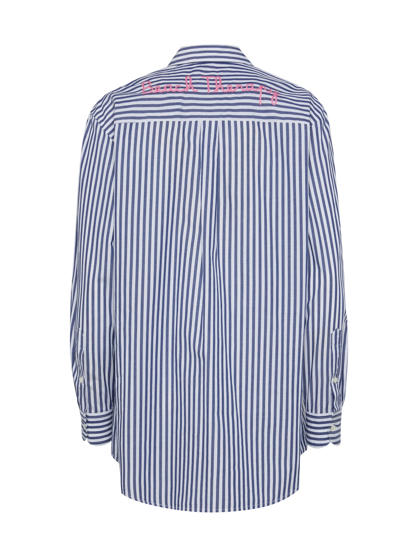 Brigitte striped-print cotton shirt with Saint Barth beach club embroidery