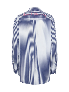 Brigitte striped-print cotton shirt with Saint Barth beach club embroidery