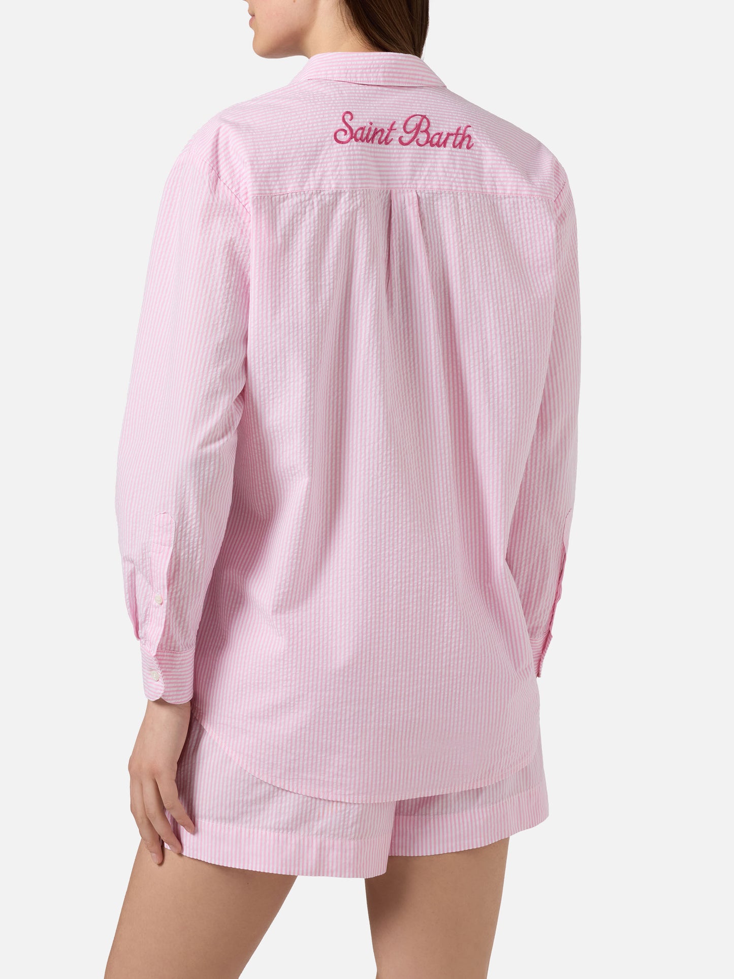 Brigitte seersucker shirt with pink stripes