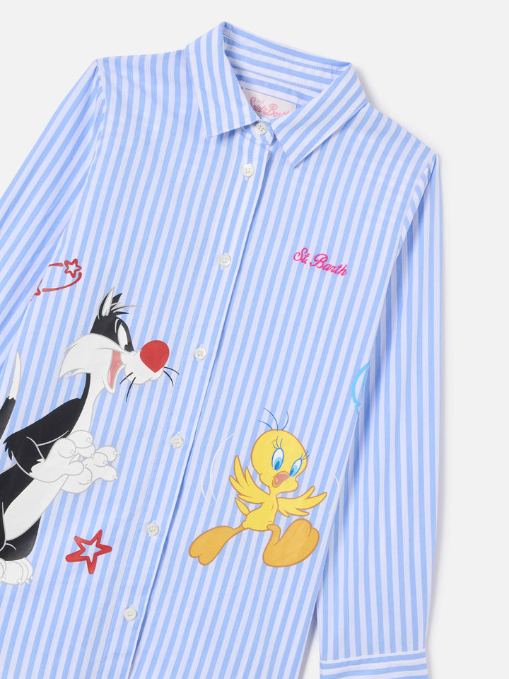 Camisa Mini Brigitte de rayas blancas y azul claro | Special Edition 
