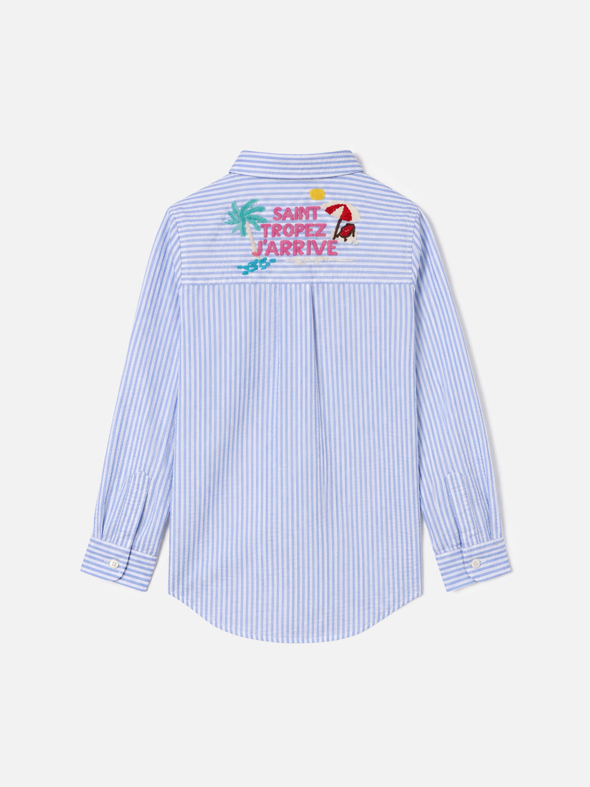 Camicia over da bambina in seersucker con stampa rigata Mini Brigitte
