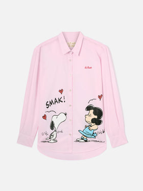 Rosa Brigitte-Hemd mit Snoopy- und Lucy-Print | Special Edition 
