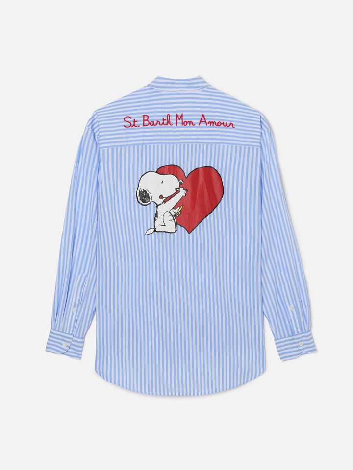 Camicia Brigitte a righe azzurre con stampa Snoopy | Special Edition