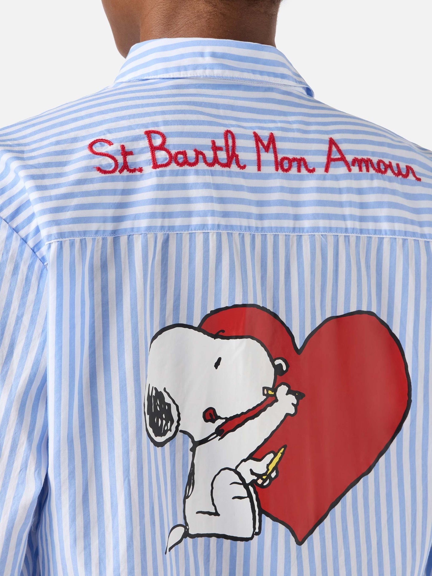 Camicia Brigitte a righe azzurre con stampa Snoopy | Special Edition