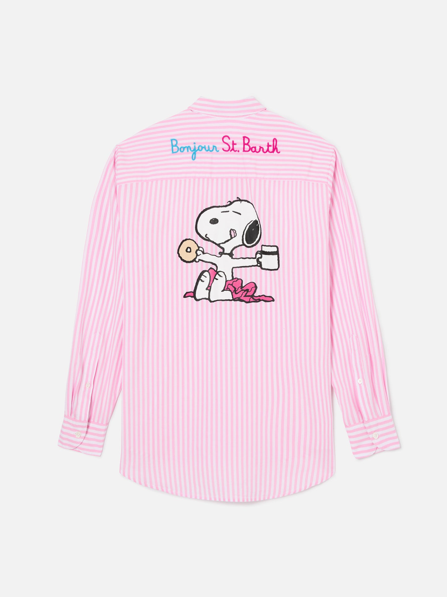 Camicia Brigitte a righe rosa con stampa Snoopy | Special Edition