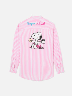Camicia Brigitte a righe rosa con stampa Snoopy | Special Edition