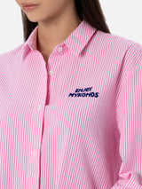 Camicia da donna Brigitte in cotone Seeruscker a righe con ricamo Mykonos davanti e dietro