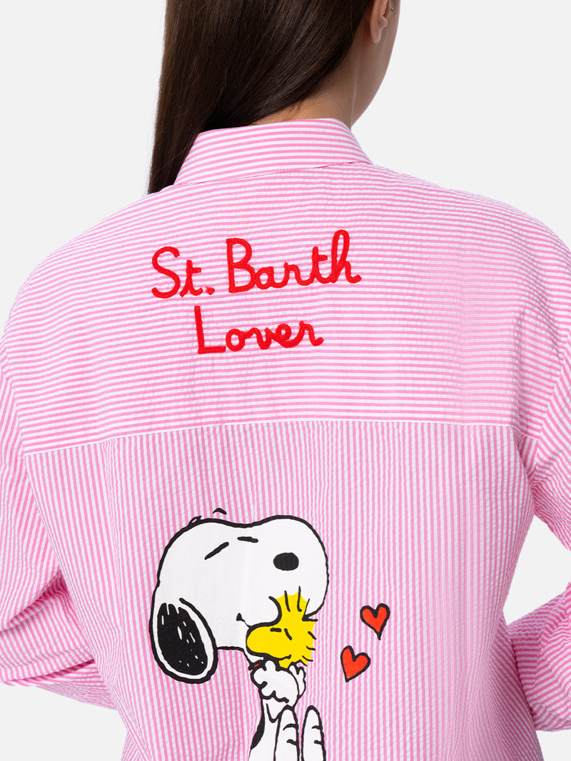 Gestreiftes Baumwoll-Overshirt für Damen Brigitte | SNOOPY PEANUTS SONDEREDITION