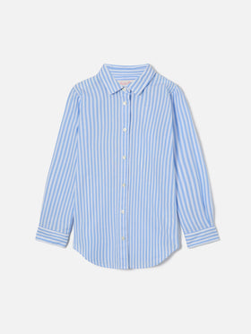 Camicia Mini Brigitte a righe azzurre e ricamo Mon Amour | Special Edition