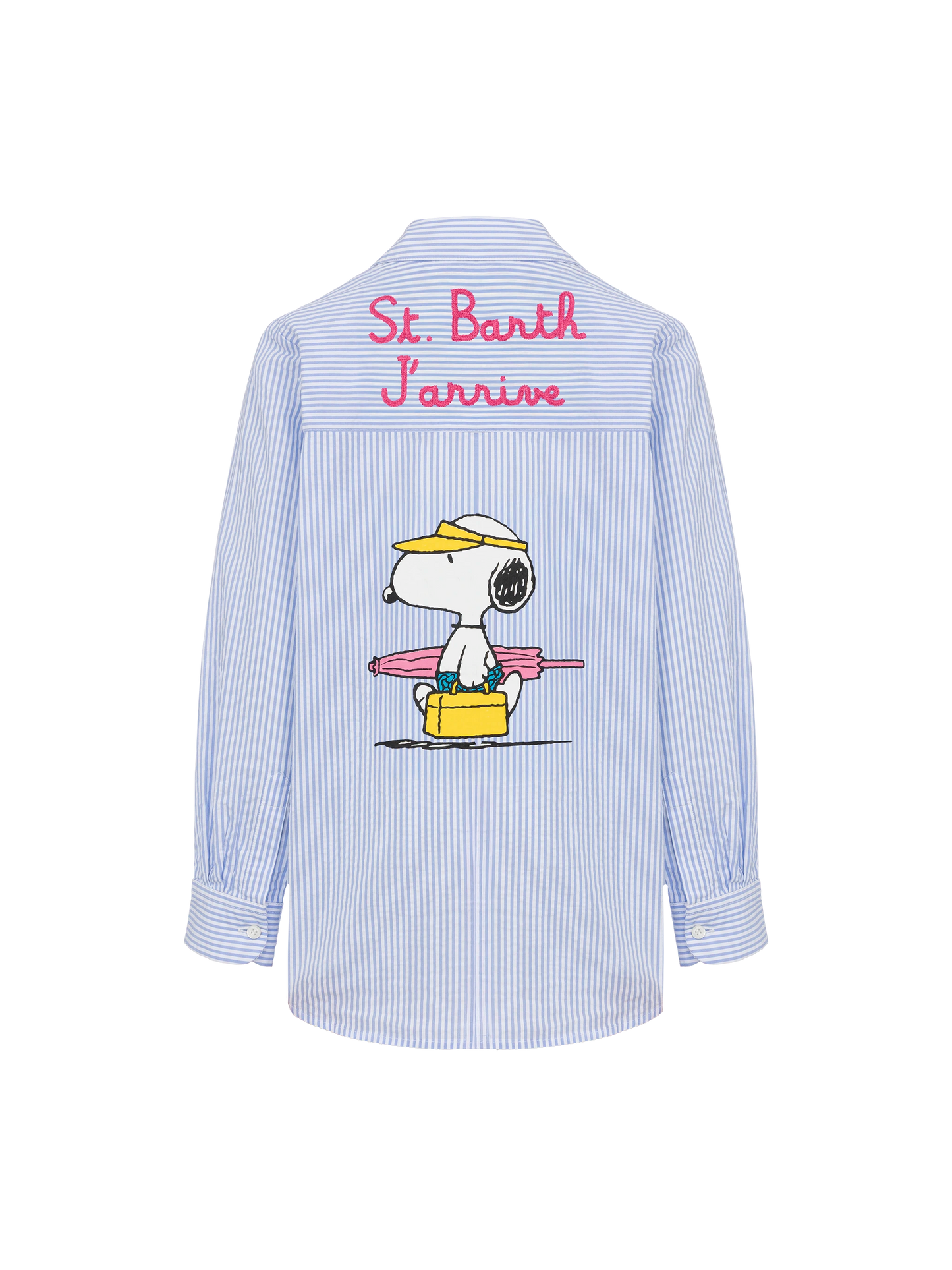 Mini Brigitte light blue striped seersucker shirt with Snoopy print | SNOOPY PEANUTS® SPECIAL EDITION