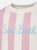 Girl striped sweatshirt Briony with Saint Barth embroidery