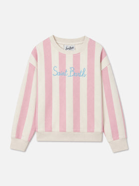 Mädchen-Sweatshirt Briony mit Streifen und Saint Barth-Stickerei 