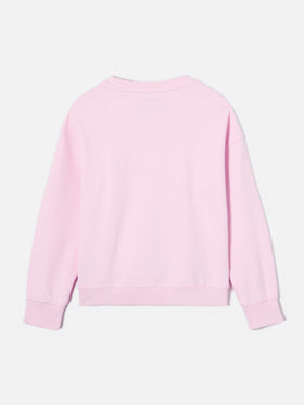 Felpa Briony girocollo rosa con logo effetto spugna