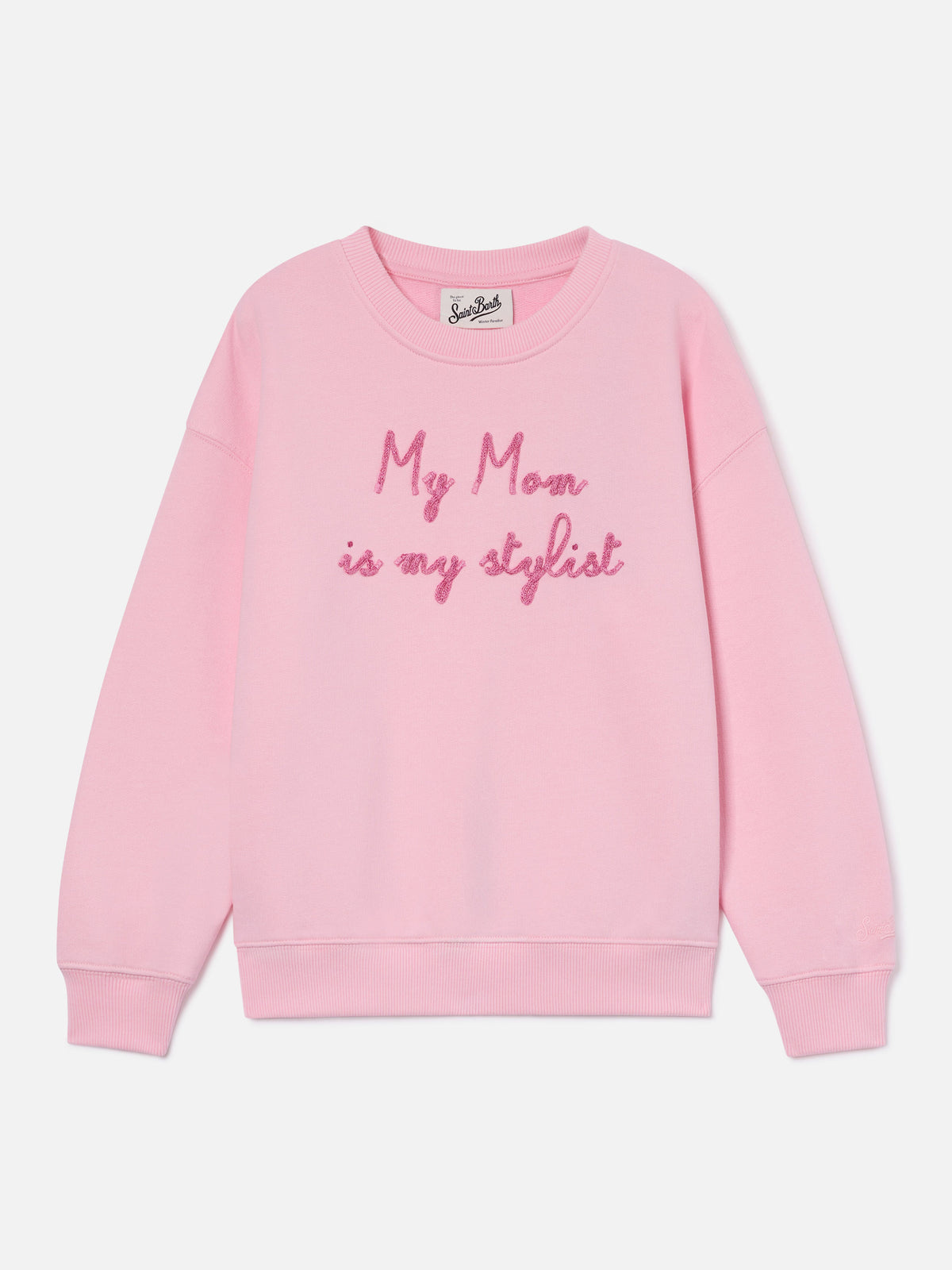 Sudadera rosa de mezcla de algodón Briony con bordado My Mom Is My Stylist 