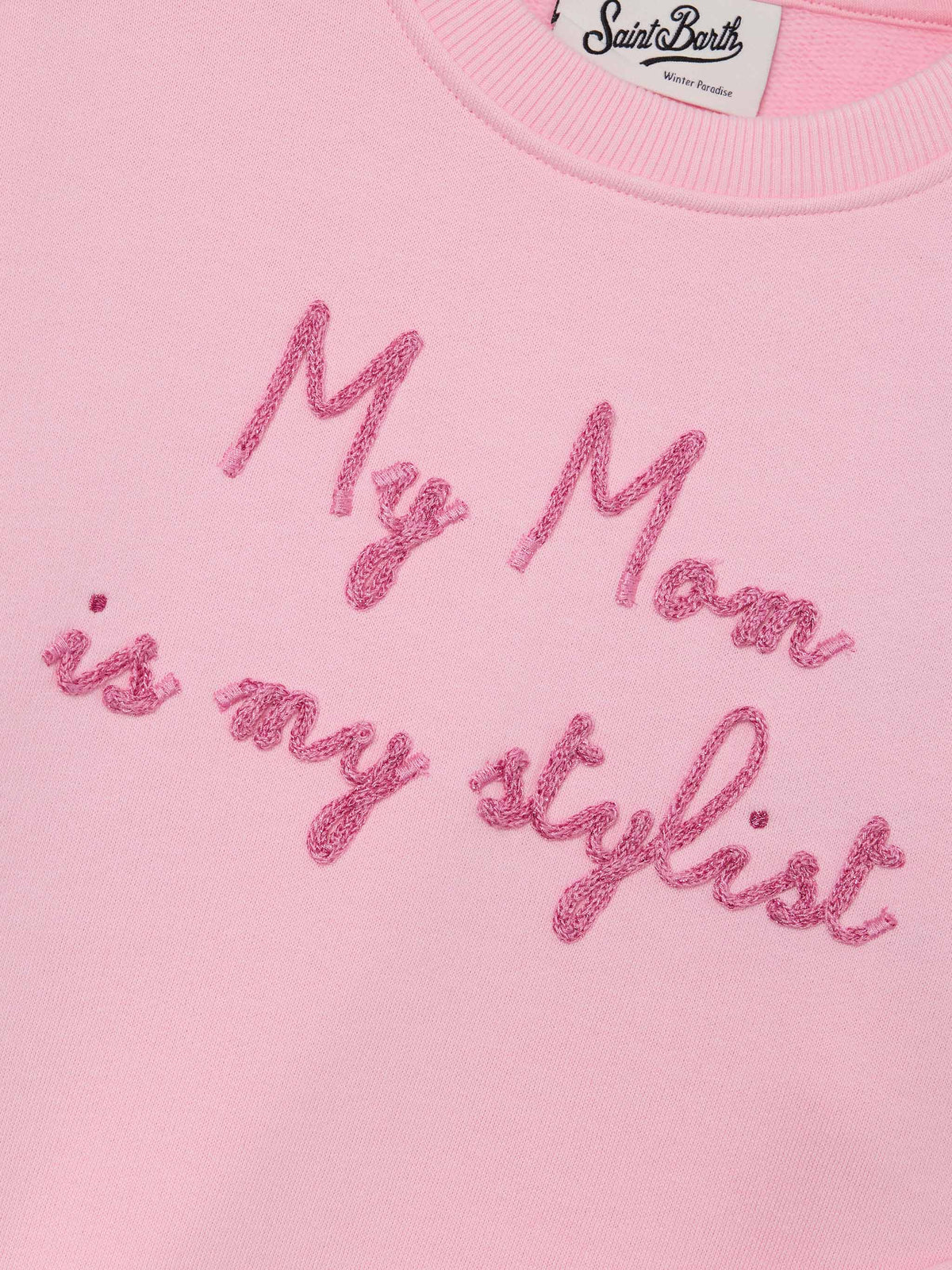 Sudadera rosa de mezcla de algodón Briony con bordado My Mom Is My Stylist 