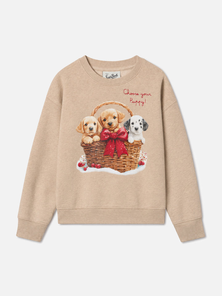 Briony Sweatshirt mit Rundhalsausschnitt mit Welpen-Print und Stickerei 