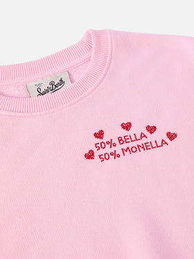 Briony crewneck sweatshirt with Bella e Monella rhinestone appliqué