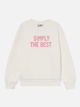 Felpa Briony bianca in misto cotone con stampa glitter Simply The Best