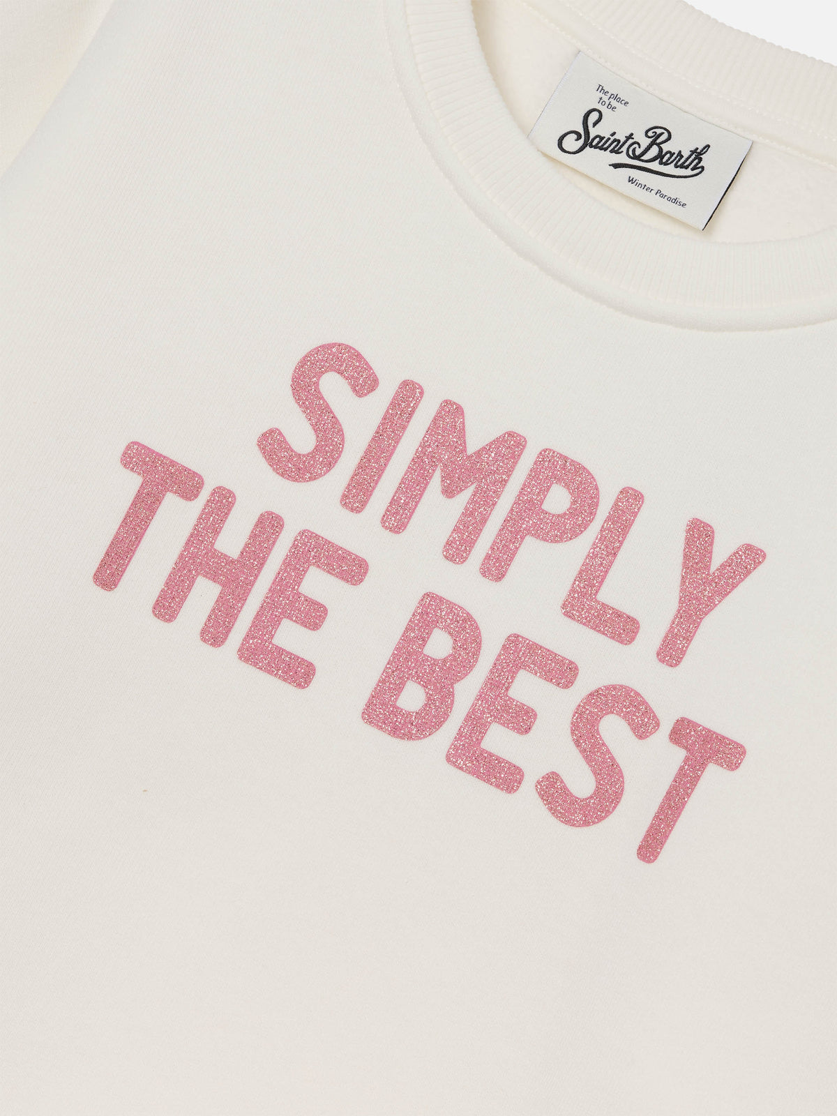 Felpa Briony bianca in misto cotone con stampa glitter Simply The Best