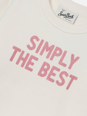 Felpa Briony bianca in misto cotone con stampa glitter Simply The Best