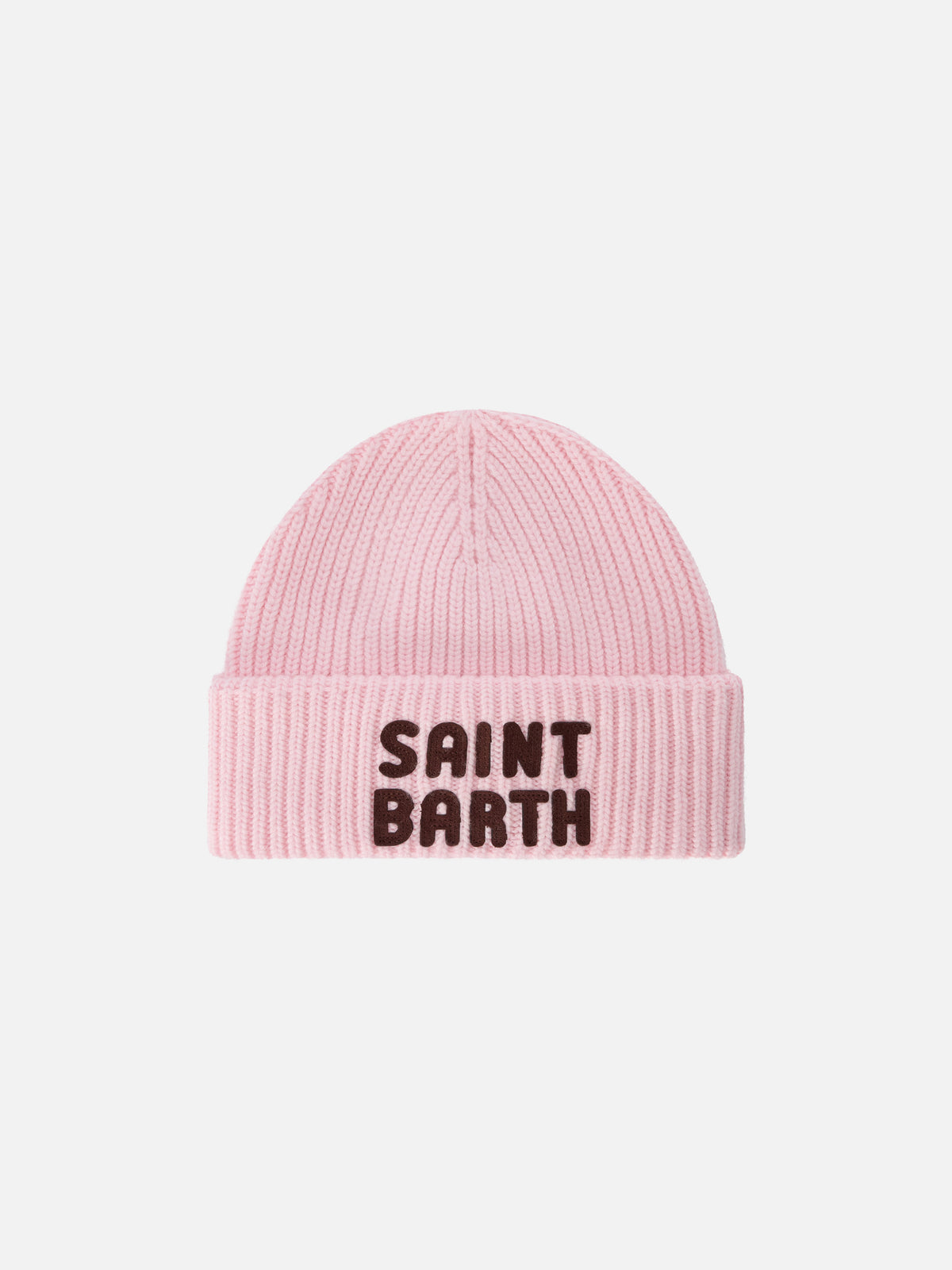Rosa Berry-Beanie mit Logo-Patch 