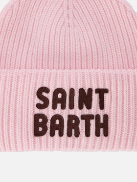 Rosa Berry-Beanie mit Logo-Patch 