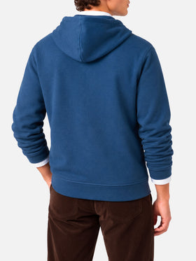Felpa con cappuccio Barrett in cotone blu con zip frontale