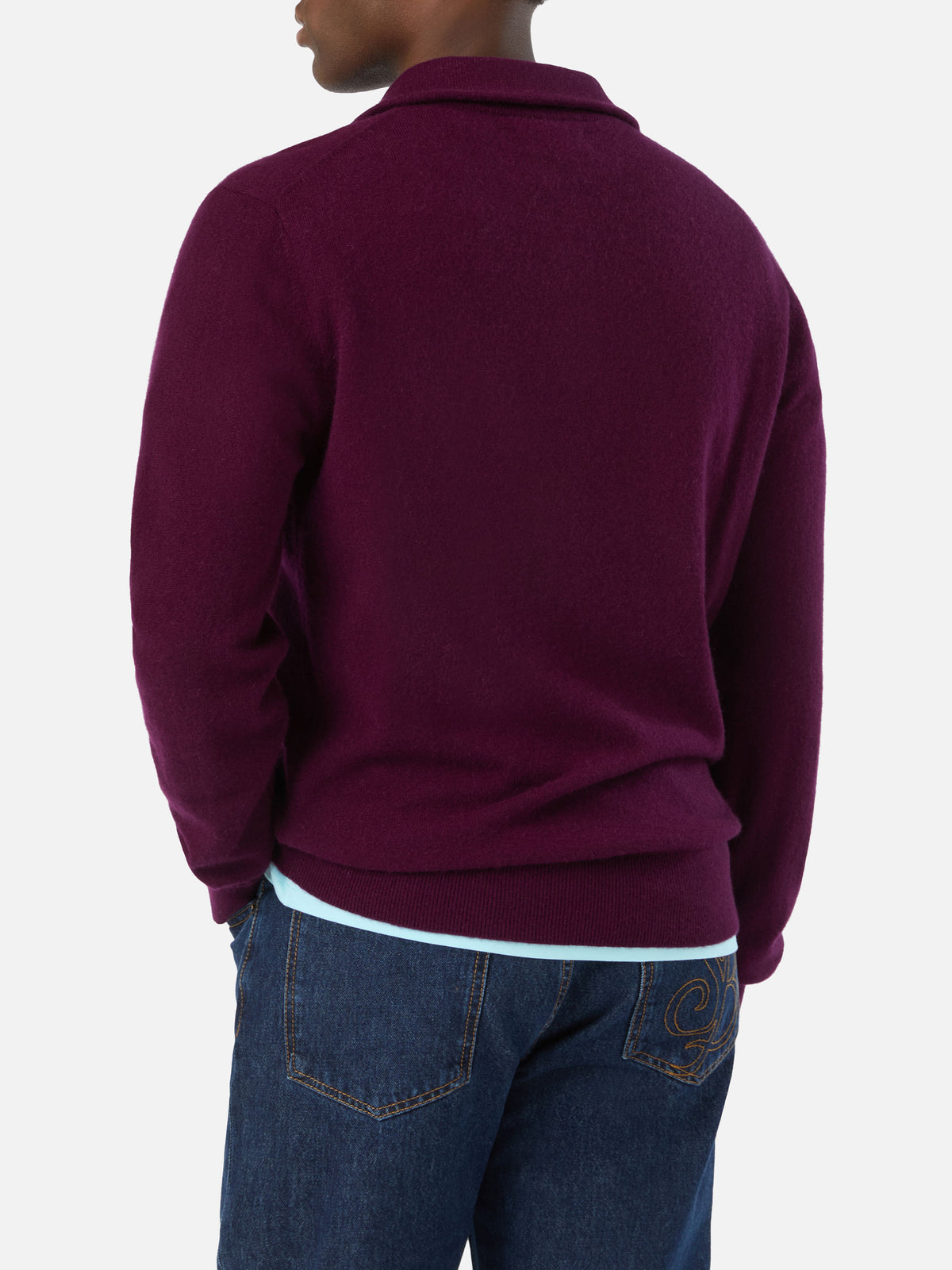 Pull en cachemire demi-zip Burgundy Buck 